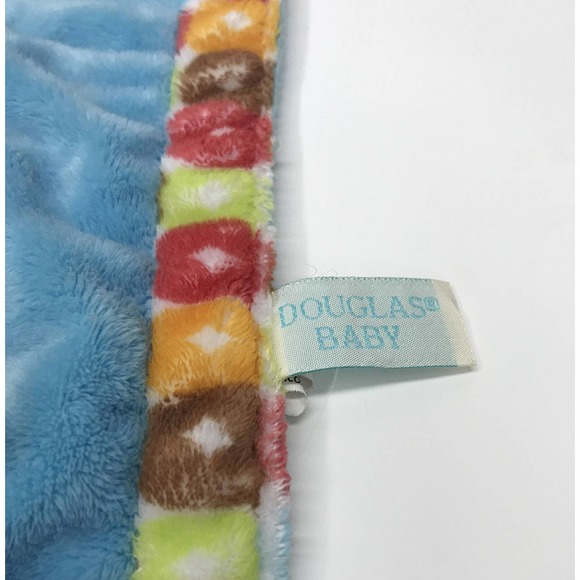 Douglas Baby Blue Monkey Activity Blanket Lovey Taggie Orange Brown Green fleece - Picture 3 of 6